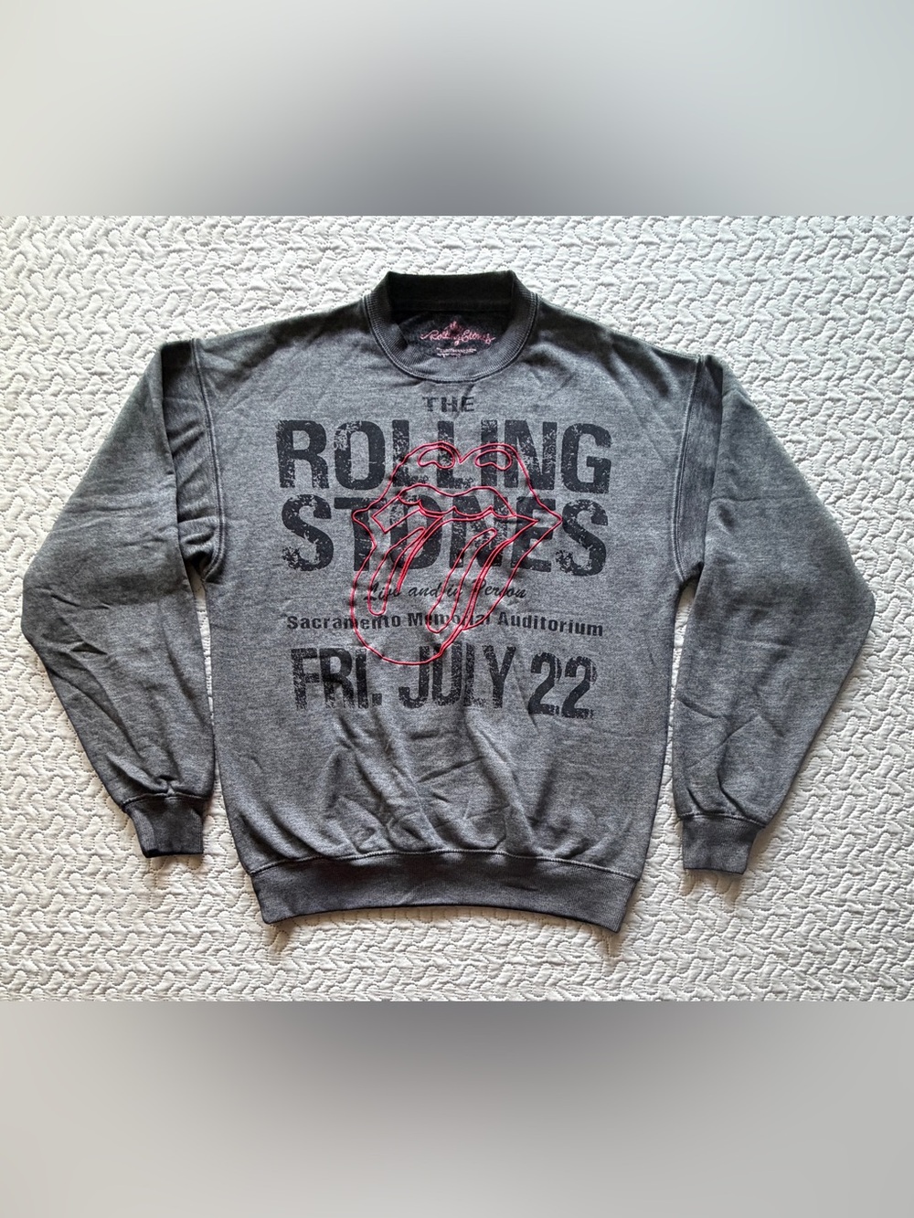 Rolling Stones Women’s XS Gray Distressed Tongue Logo Graphic Sweatshirt